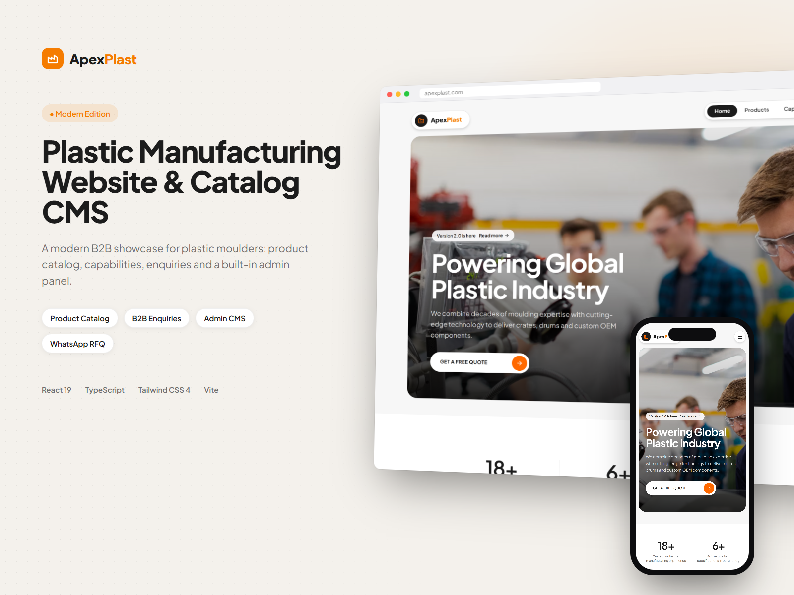 ApexPlast: Plastic Manufacturing Website & Catalog CMS